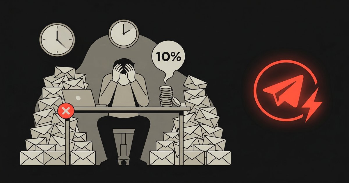 Creator frustrated by email newsletter low open rates, switching to Telegram with Paprika for instant fan access