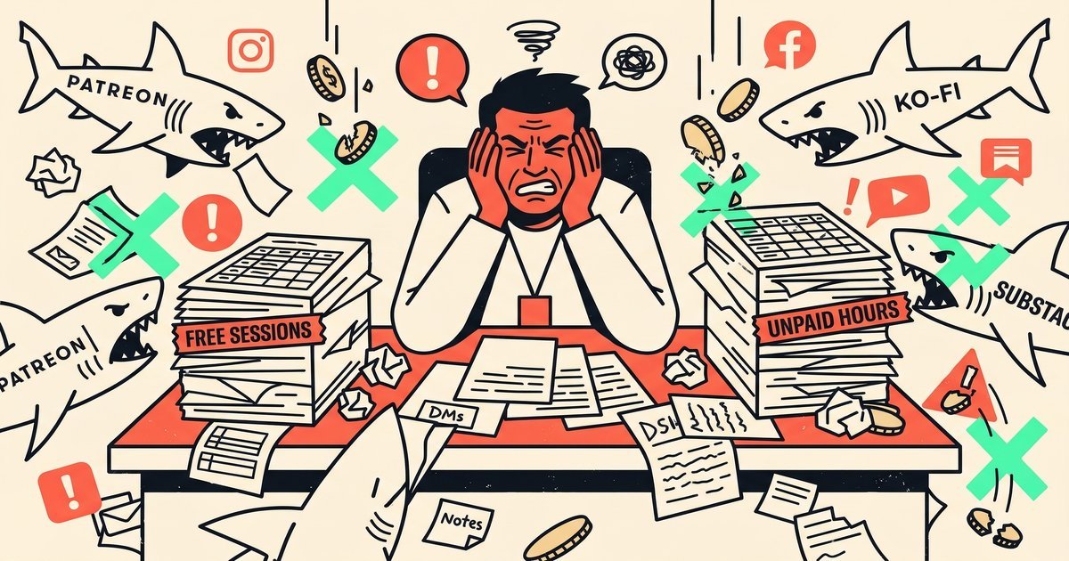 Coaching creator losing revenue to platform commissions and giving away free advice