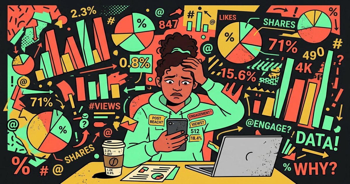 Frustrated creator overwhelmed by chaotic analytics data with no clear answer