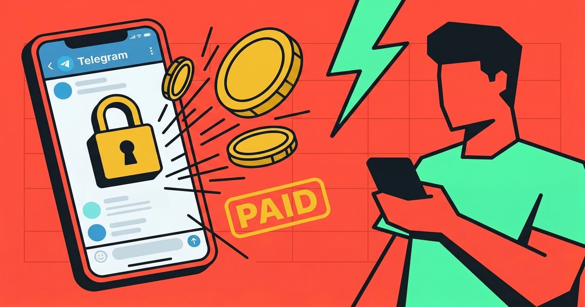 Creator selling content on Telegram with Paprika — paid access, instant delivery